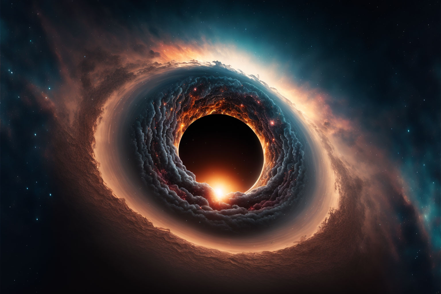 object getting sucked up by a black hole